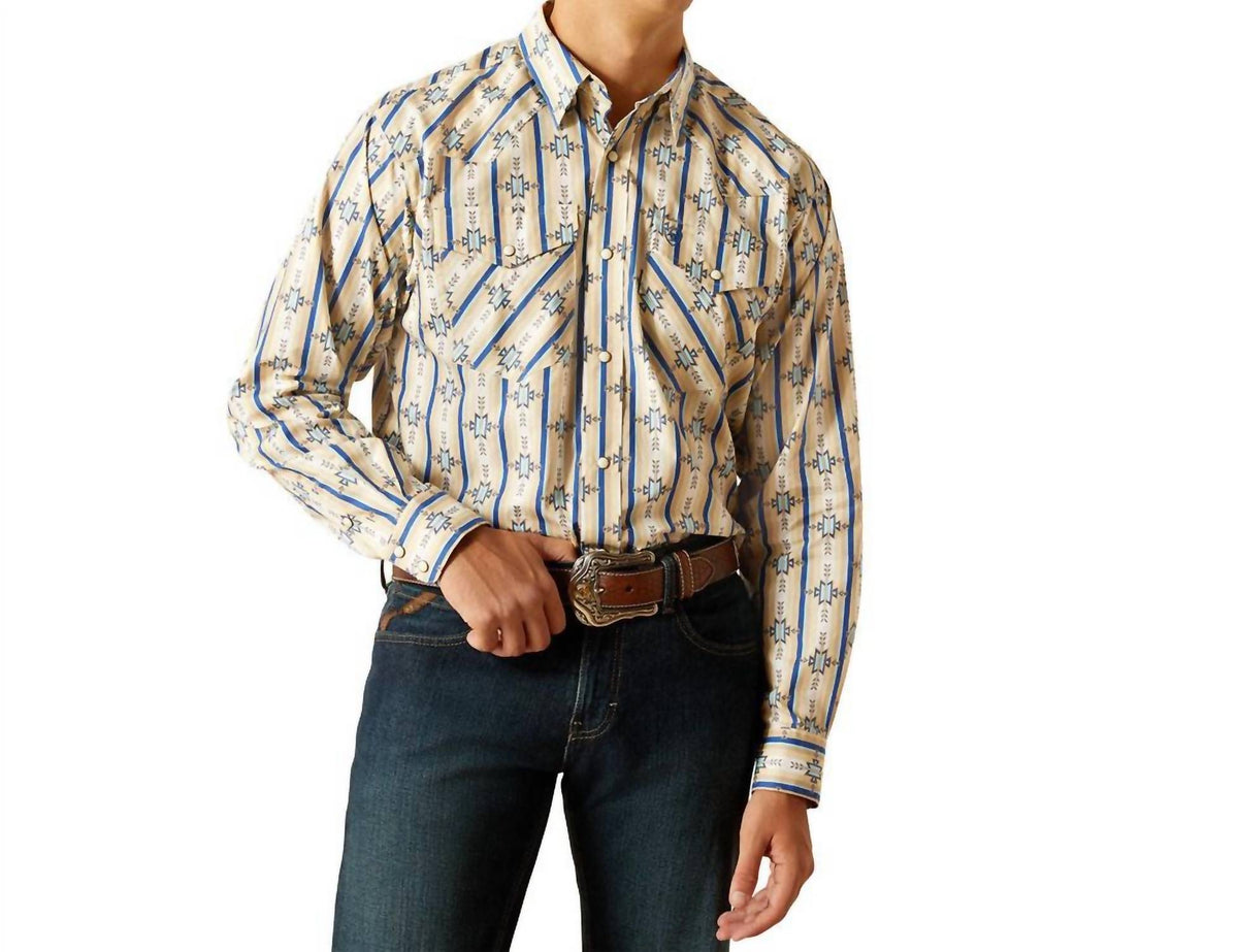 Camisa de hombre de manga larga color azul