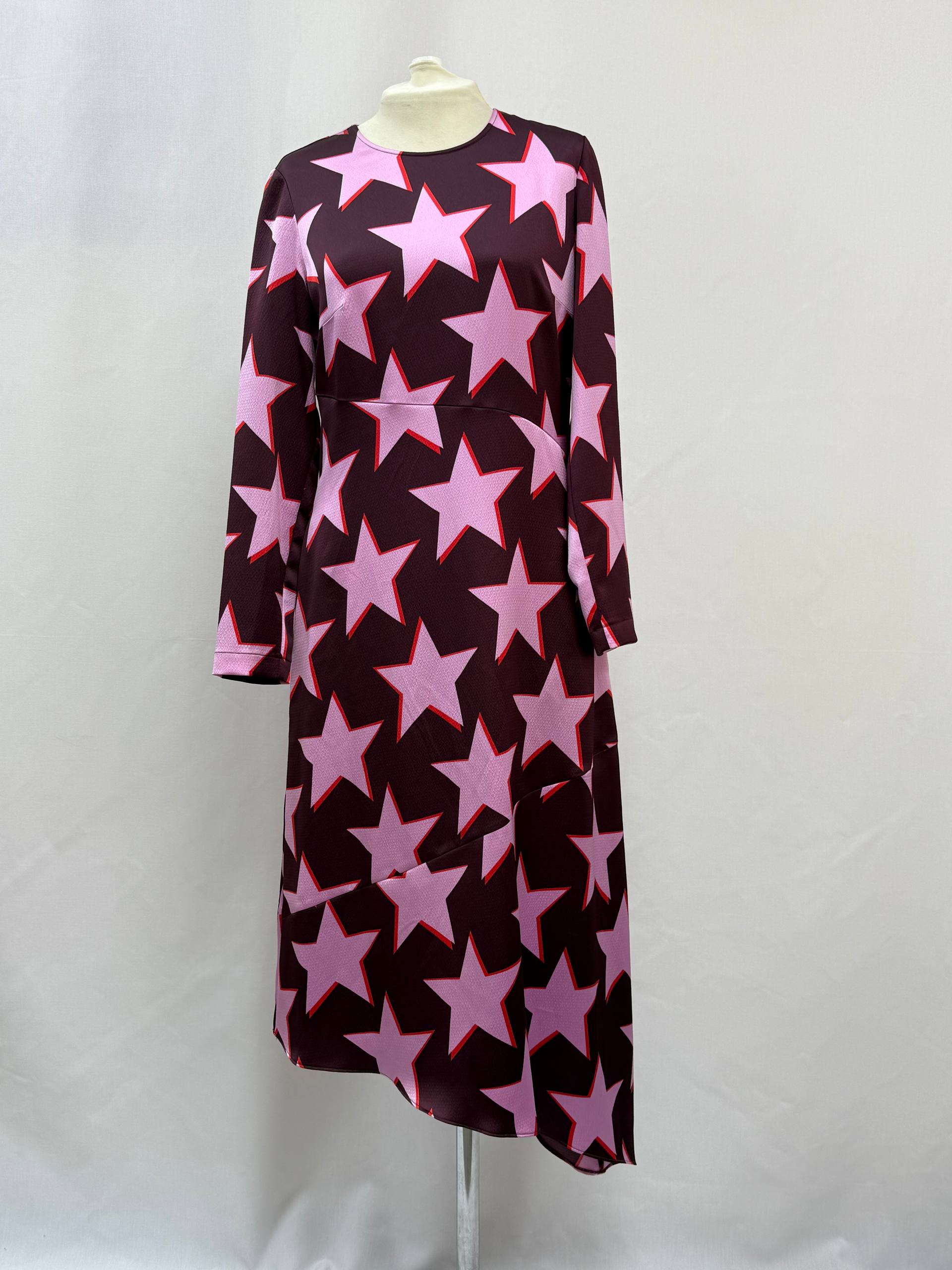 Vestido de satén midi con estampado multicolor
