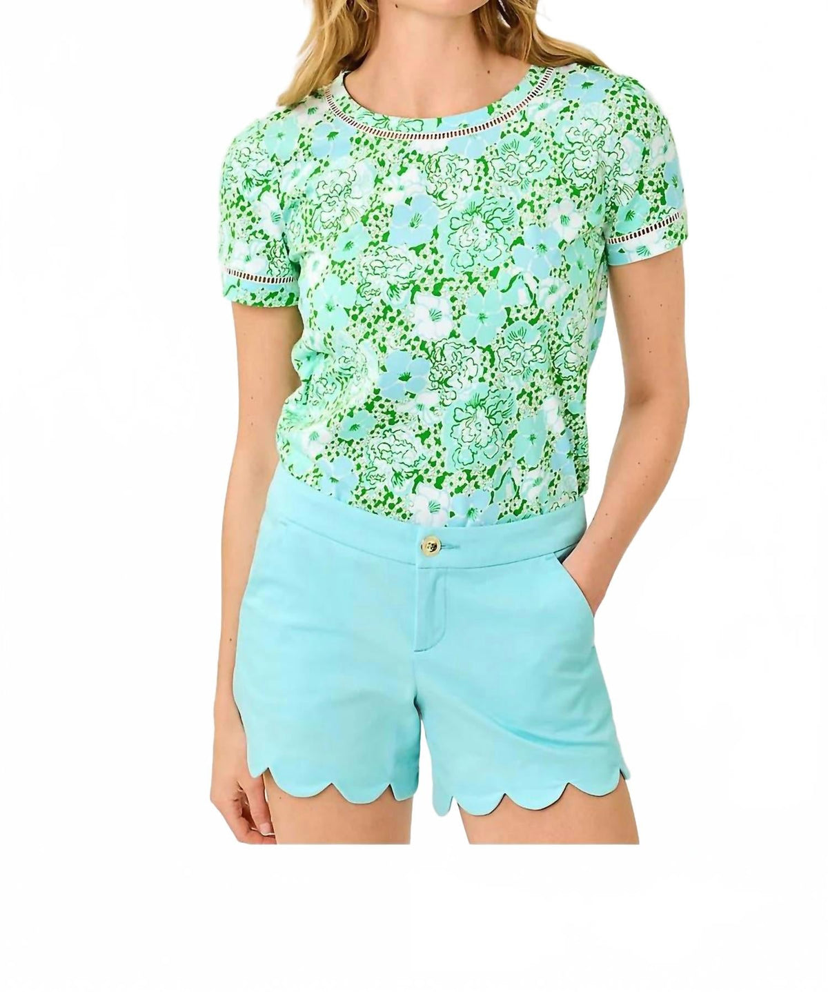 Short de tiro bajo color azul