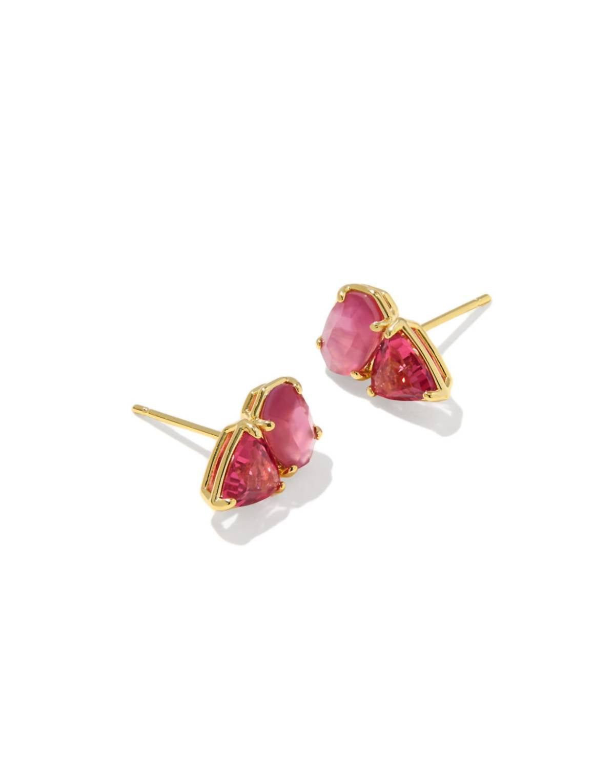 Aretes color rosado y dorado