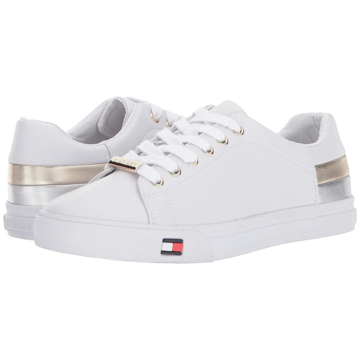Tenis de mujer de efecto cuero color blanco