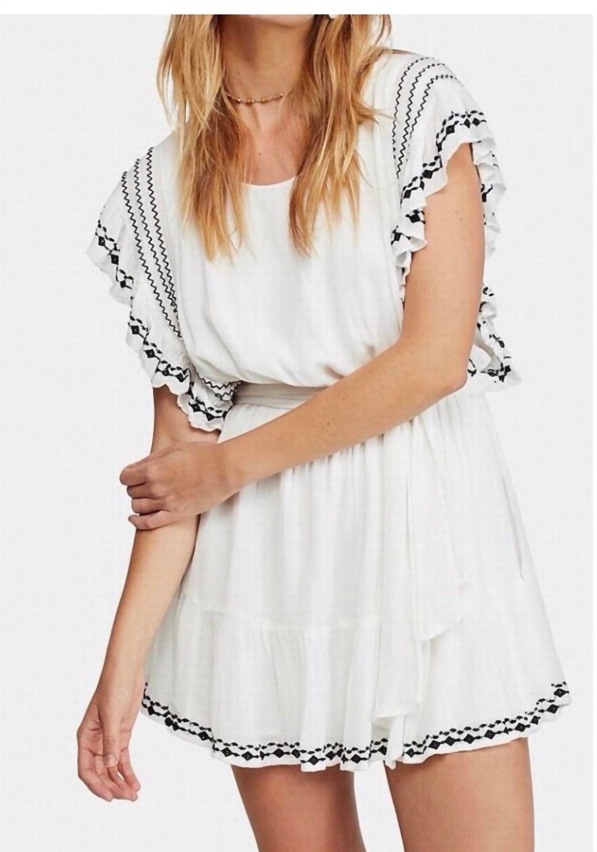 Vestido con cuello en V color blanco