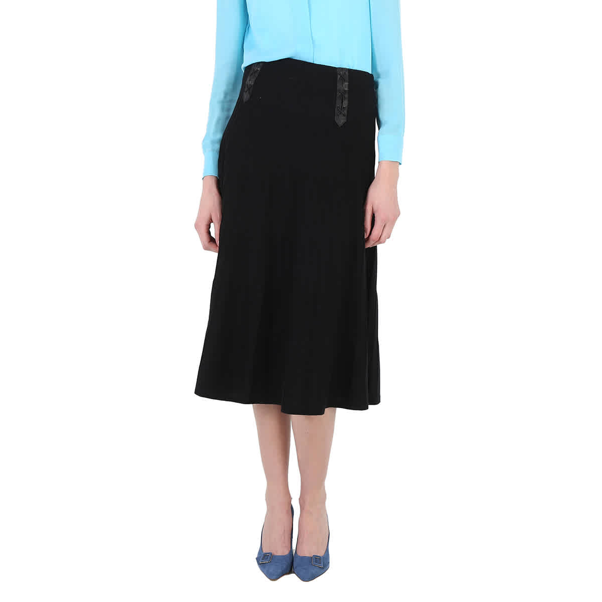 Falda de mujer de cuero con pliegues color negro