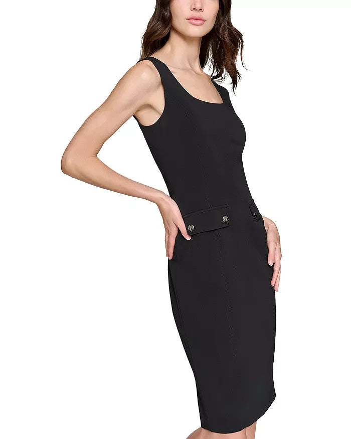Vestido de mujer con escote cuadrado color negro