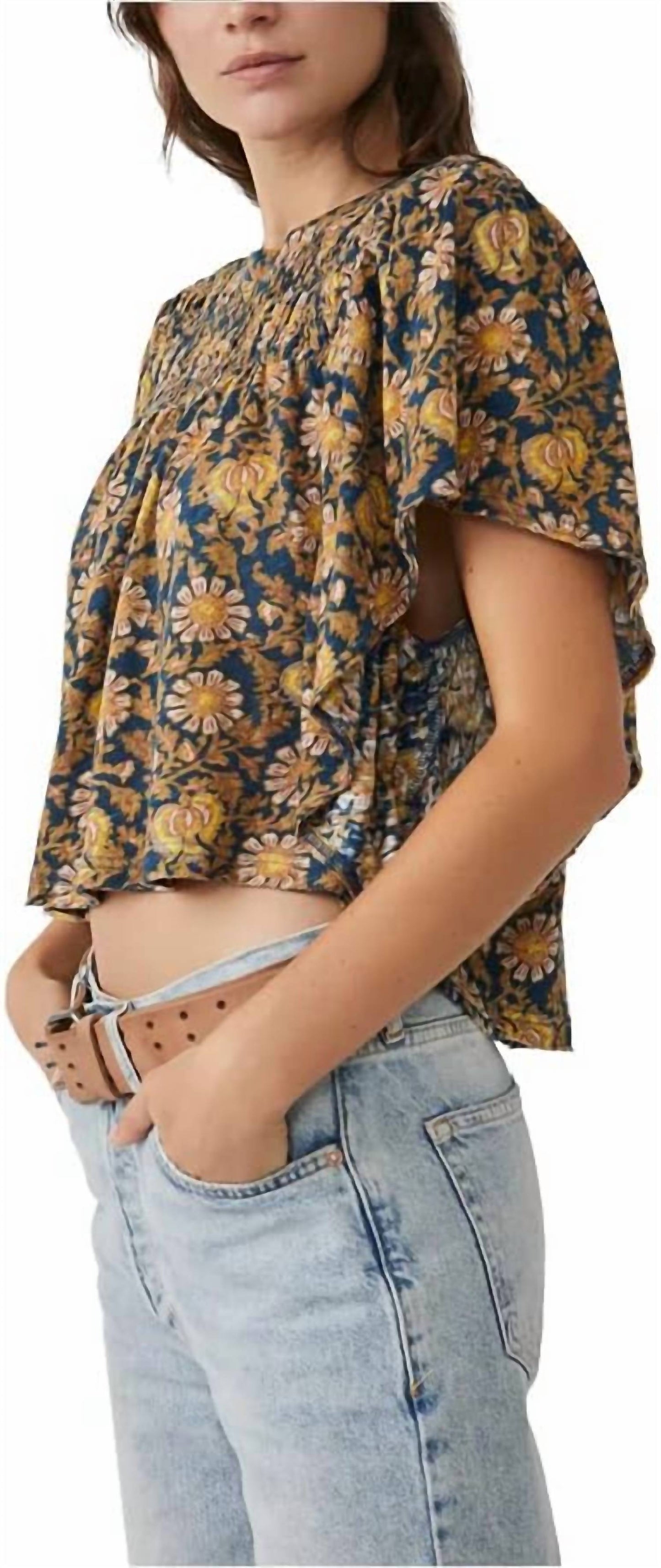 Top con estampado color azul marino