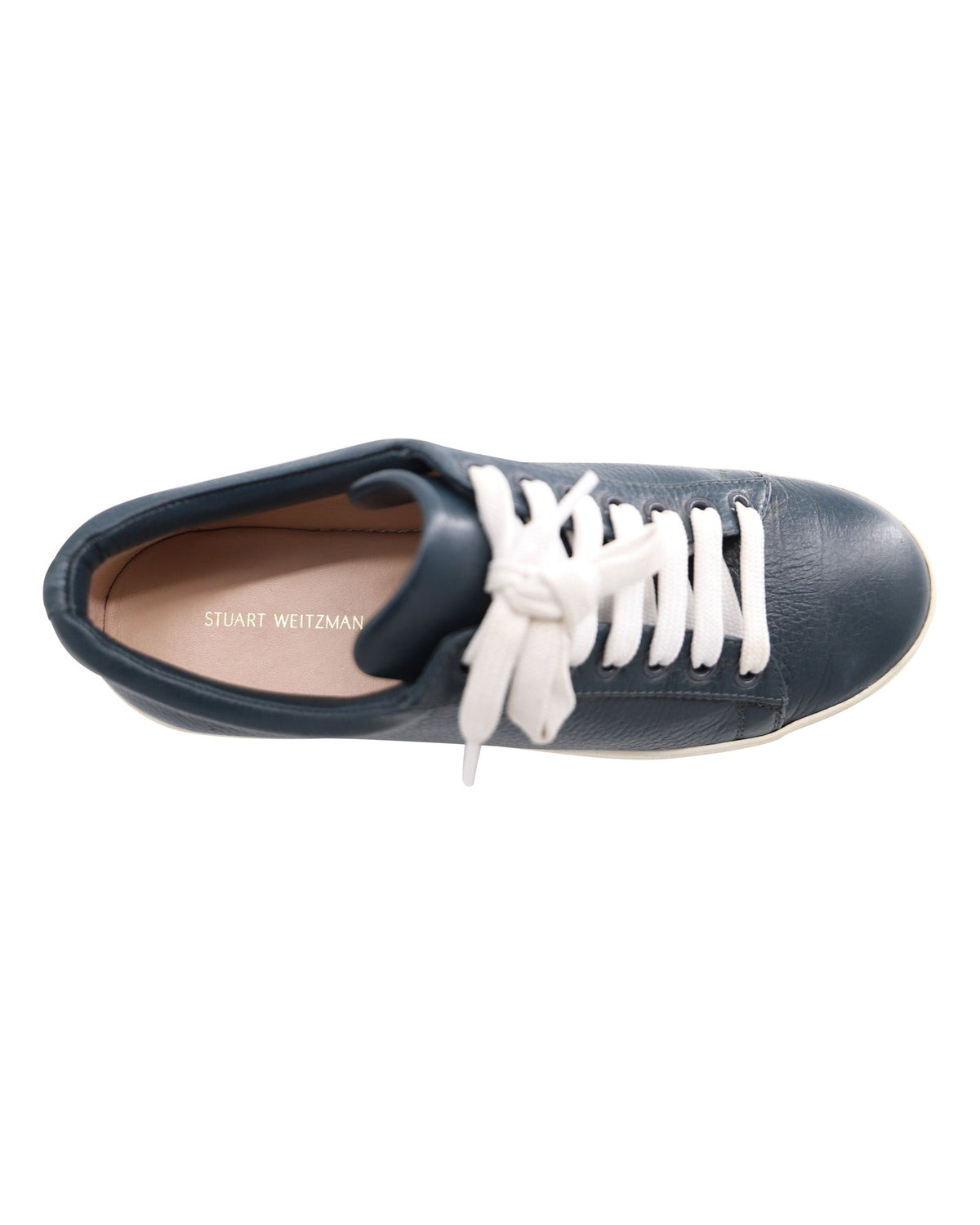 Top de cuero con cordones color azul marino