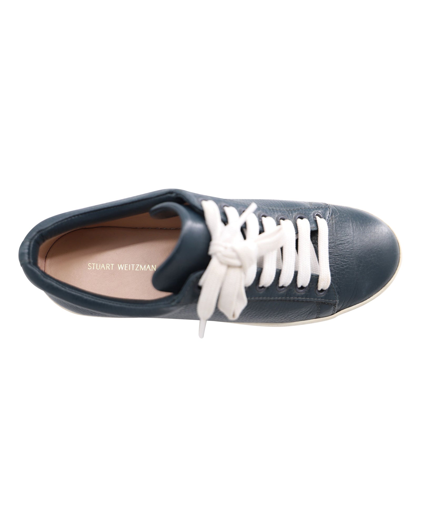 Top de cuero con cordones color azul marino