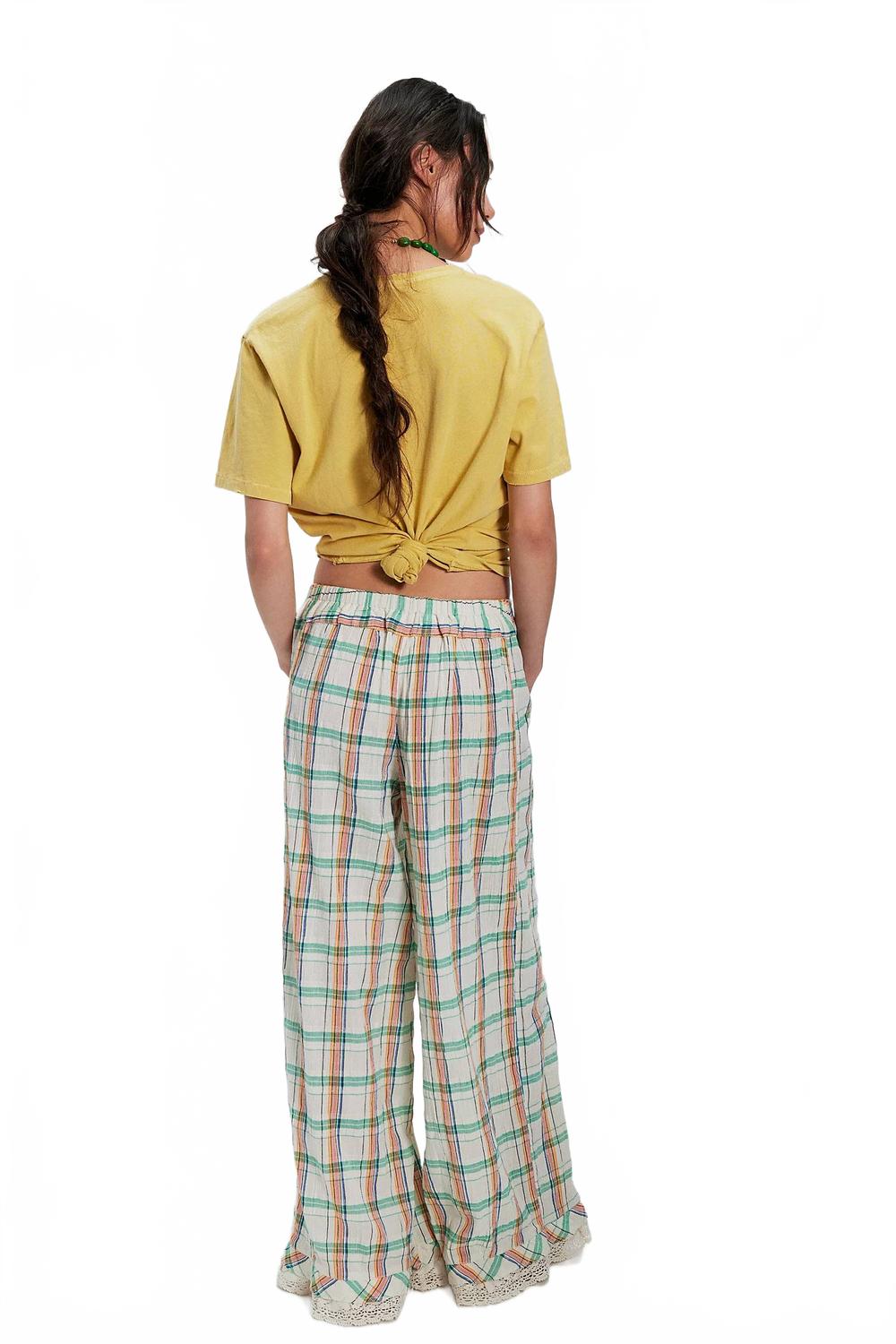Pantalón de pierna ancha color marfil