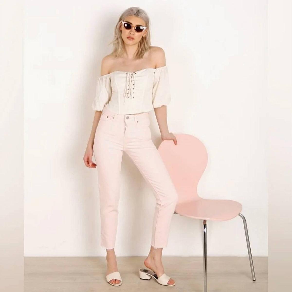 Jean color rosado