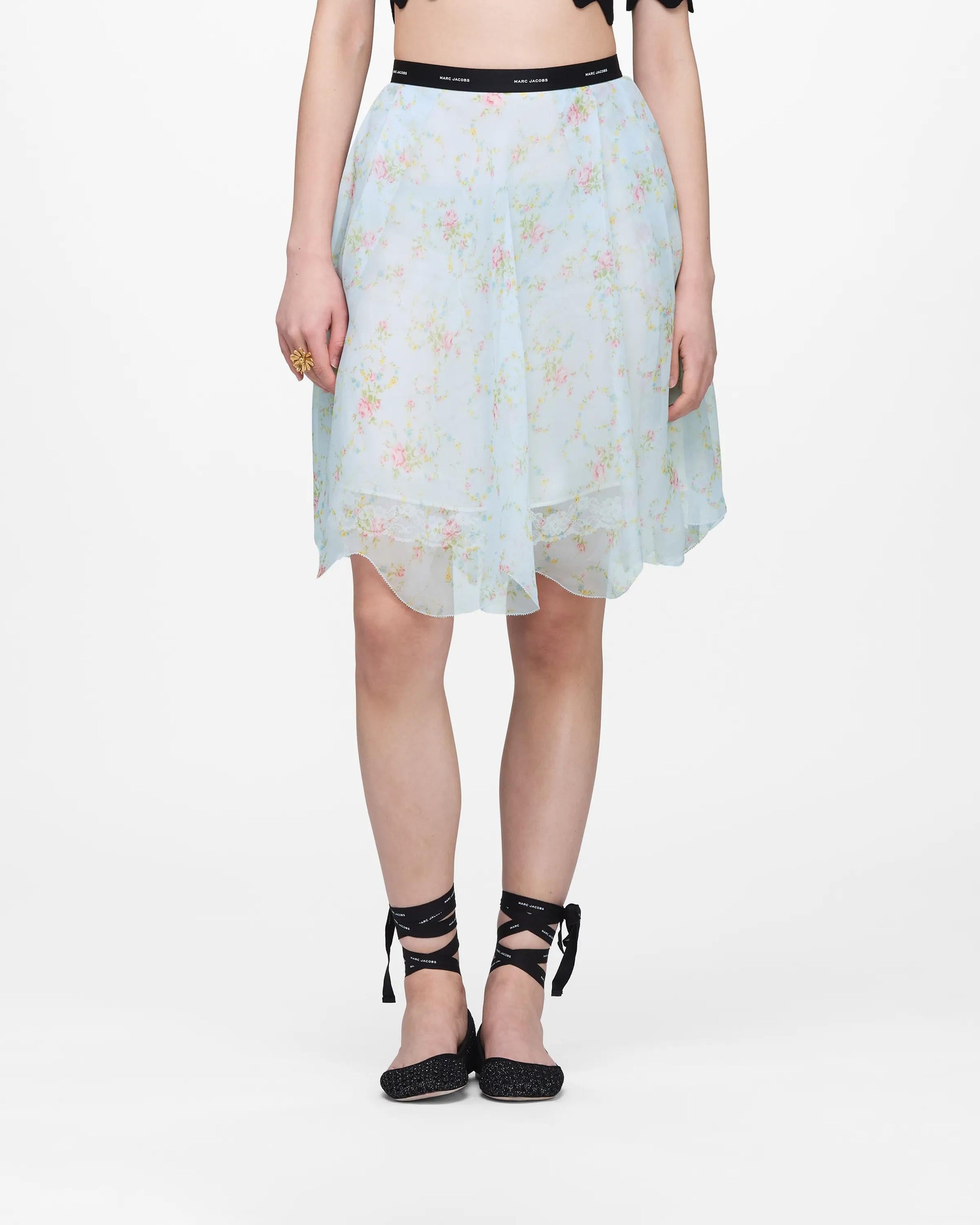Falda de gasa con estampado floral