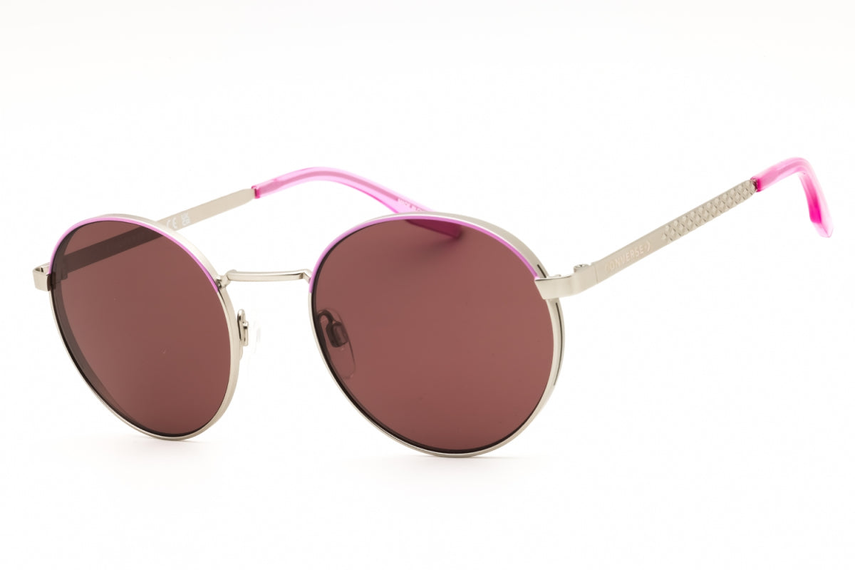 Gafas de satén color café y plateado