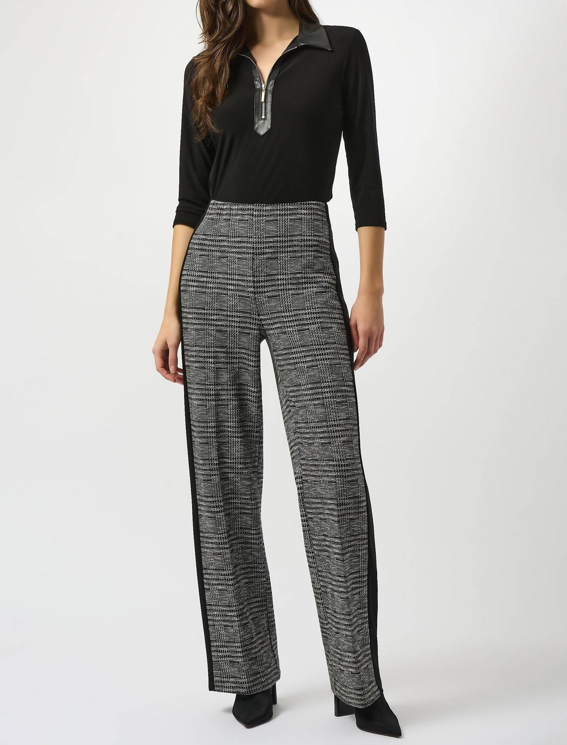 Pantalón de pierna ancha a cuadros color negro y blanco