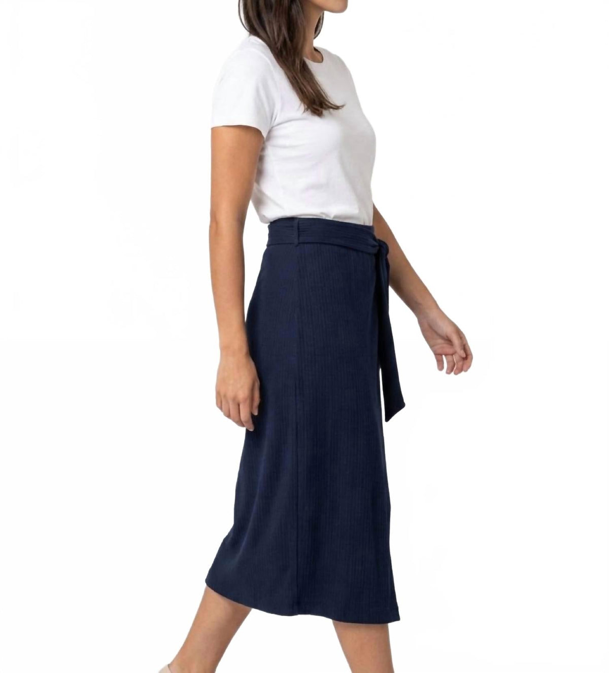 Vestido midi color azul marino