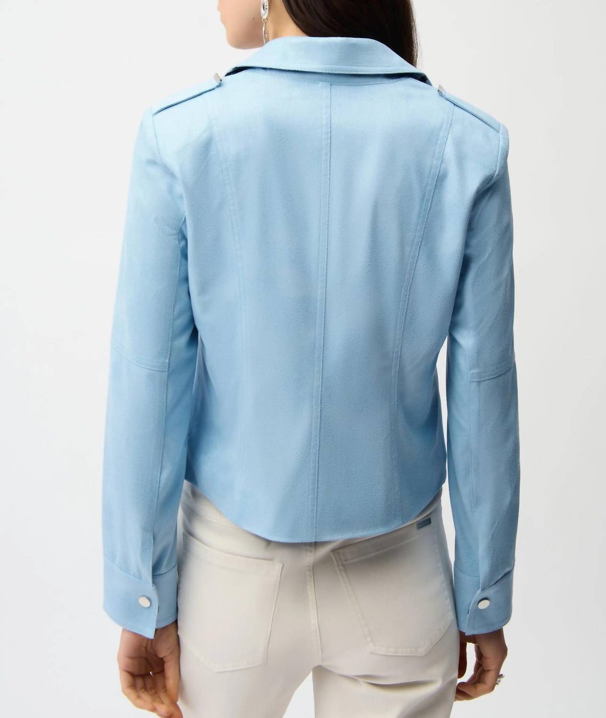 Chaqueta de gamuza sintética color azul