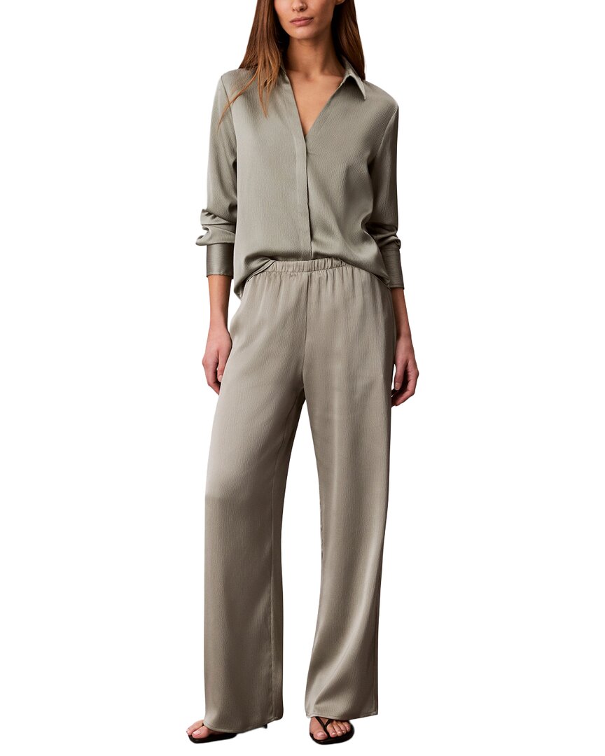 Calvin Klein Camisa Entallada de Satín Martillado