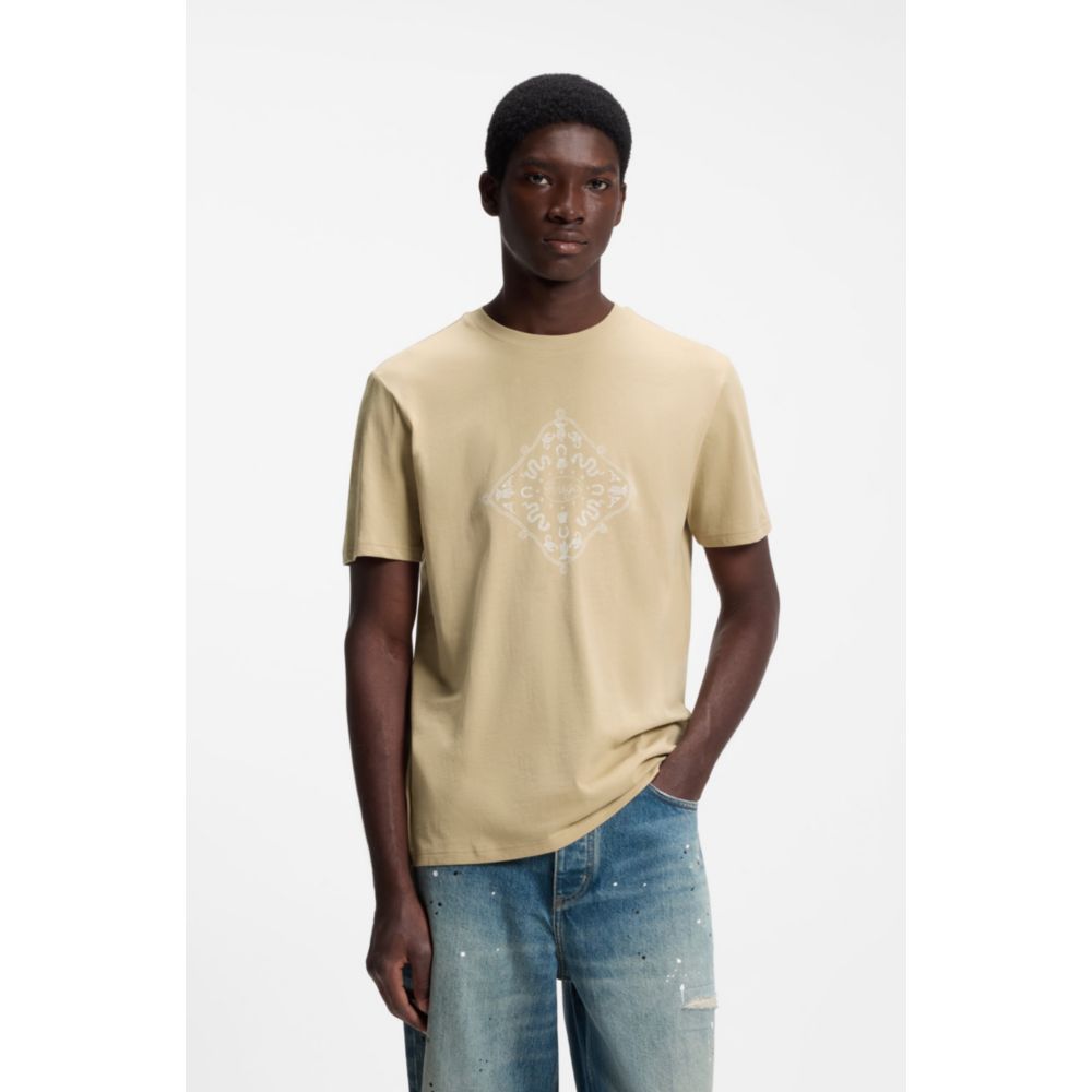 Camiseta de algodón con cuello redondo