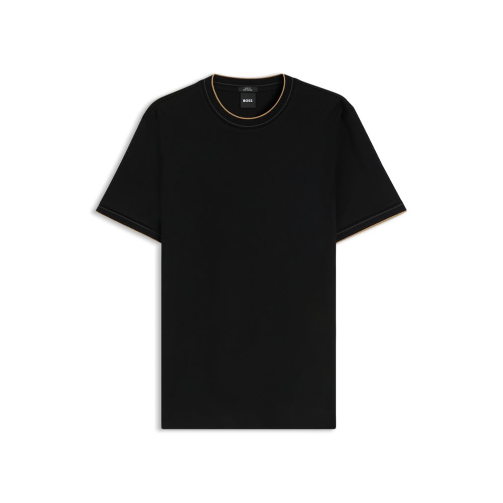 Camiseta de algodón con cuello redondo de corte ajustado