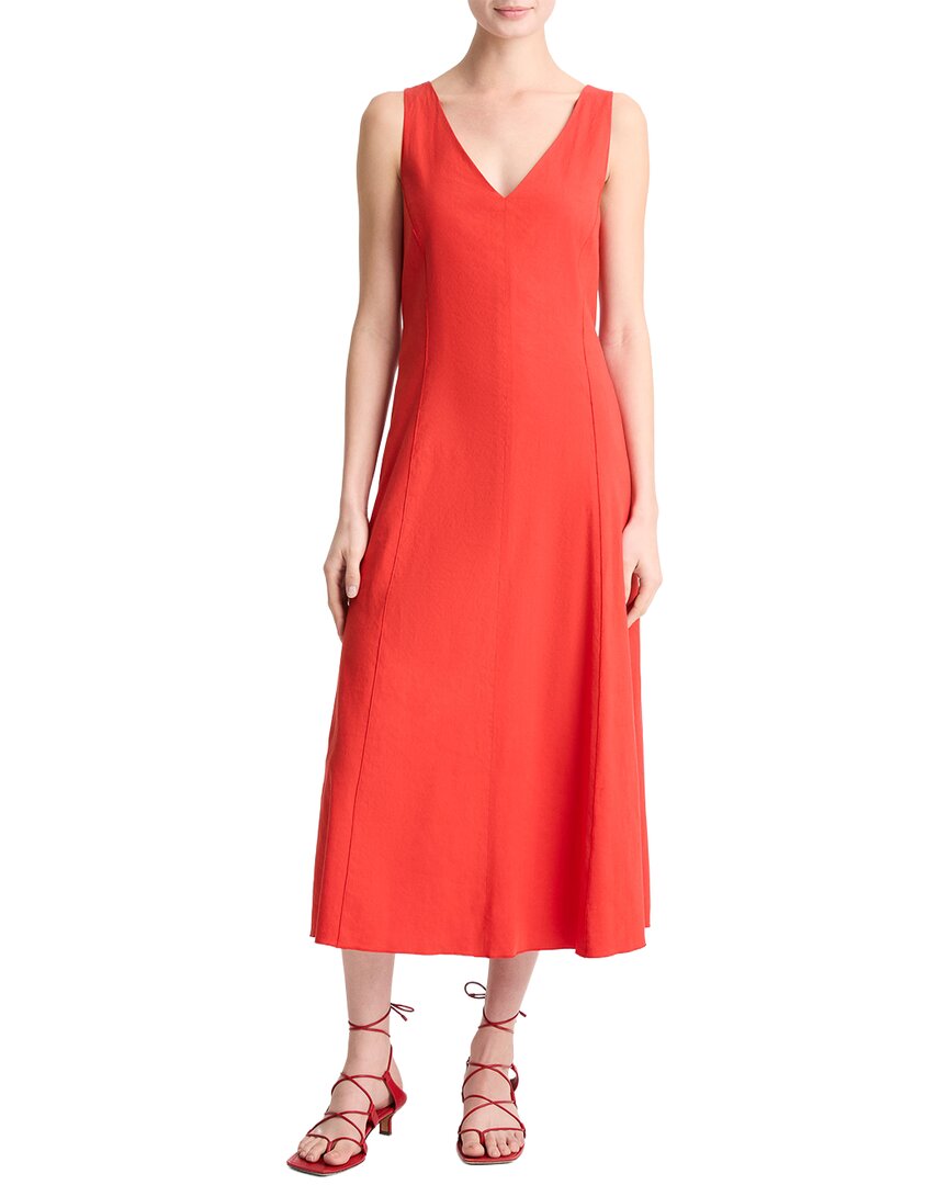 Vestido de mezcla de lino con cuello en V