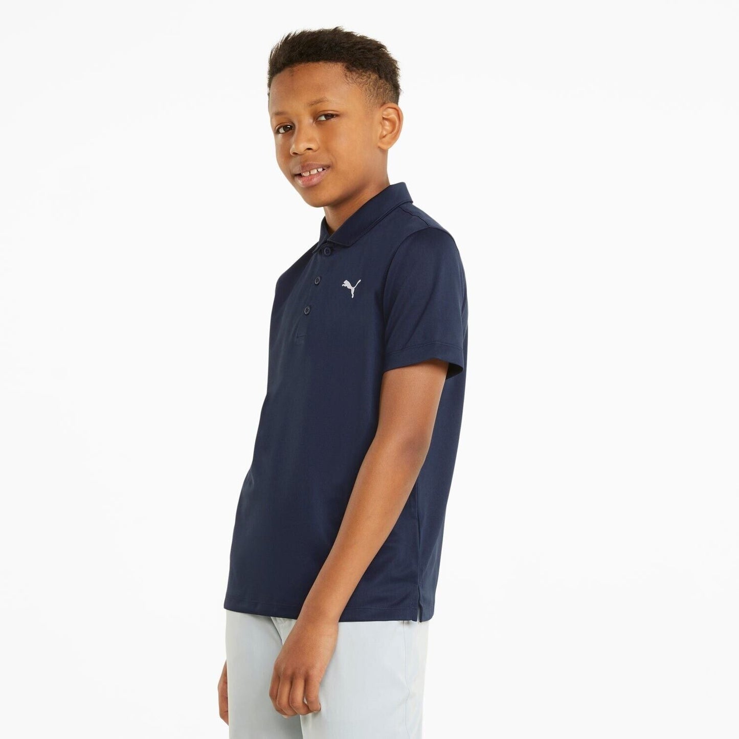 Polo infantil de manga corta color azul