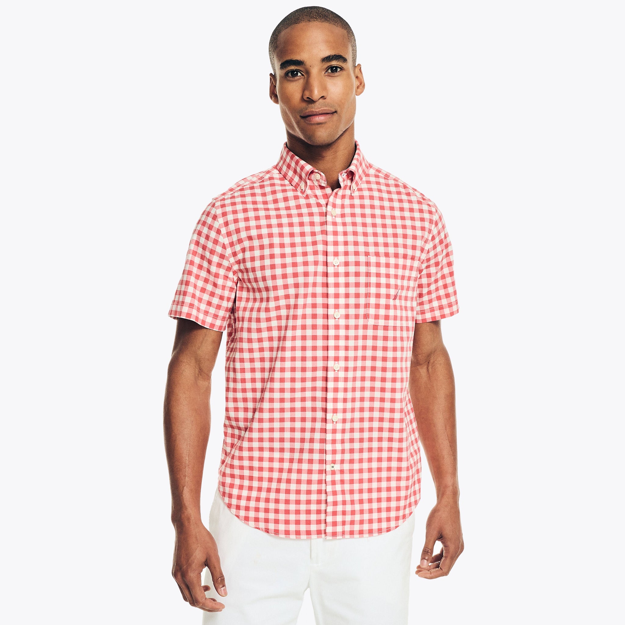 Camisa de hombre de manga corta a cuadros