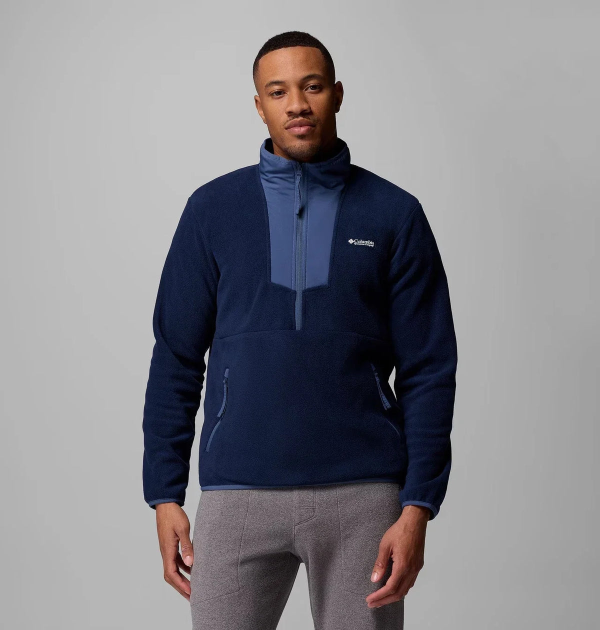 Chaqueta de hombre con cuello alto color azul