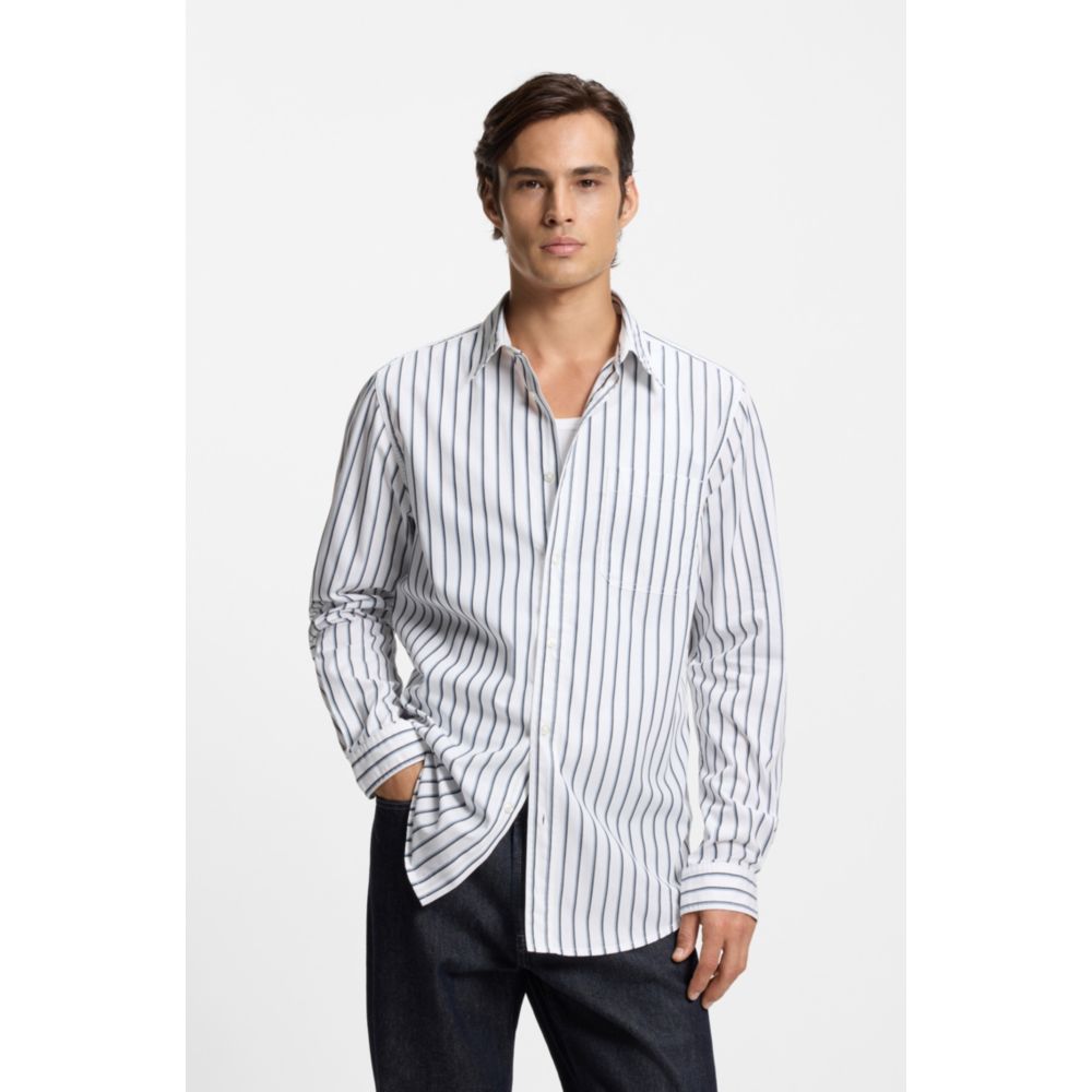 Camisa de algodón de corte amplio a rayas