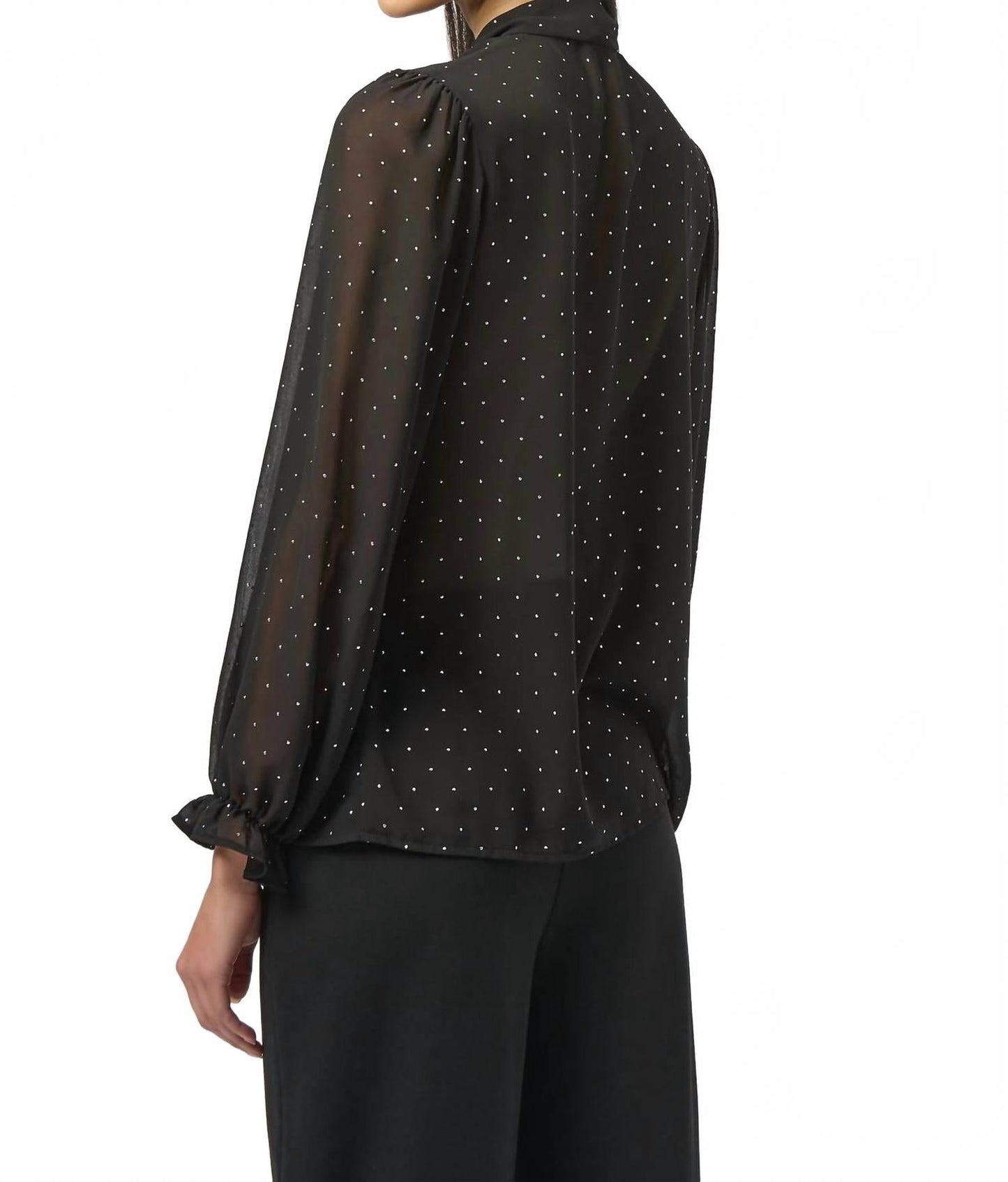 Top de gasa color negro y plateado