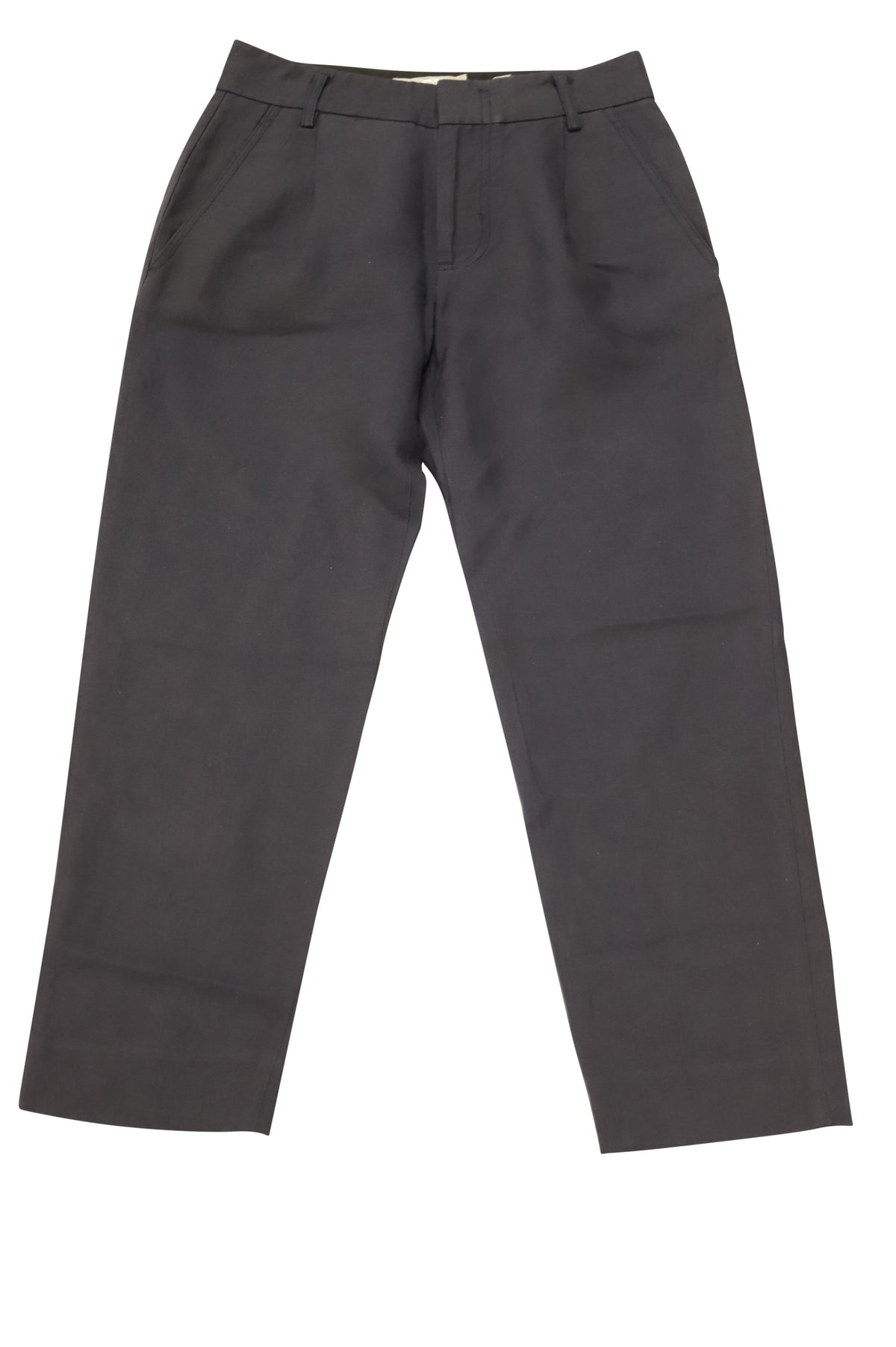 Pantalón de lino de corte ajustado color azul marino