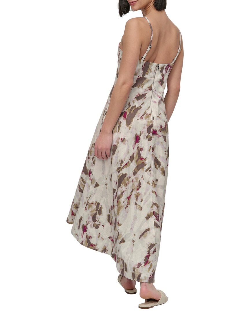 Vestido de mezcla de lino midi con estampado