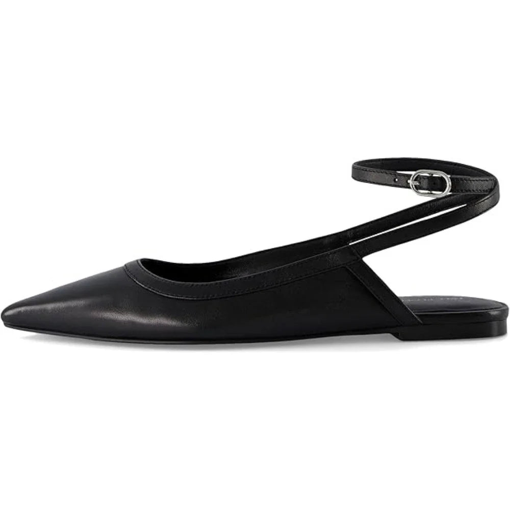 Zapatos planos de mujer de cuero color negro