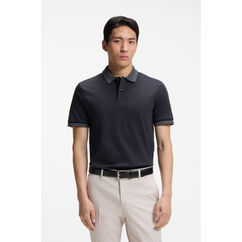 Polo de algodón de corte ajustado a rayas