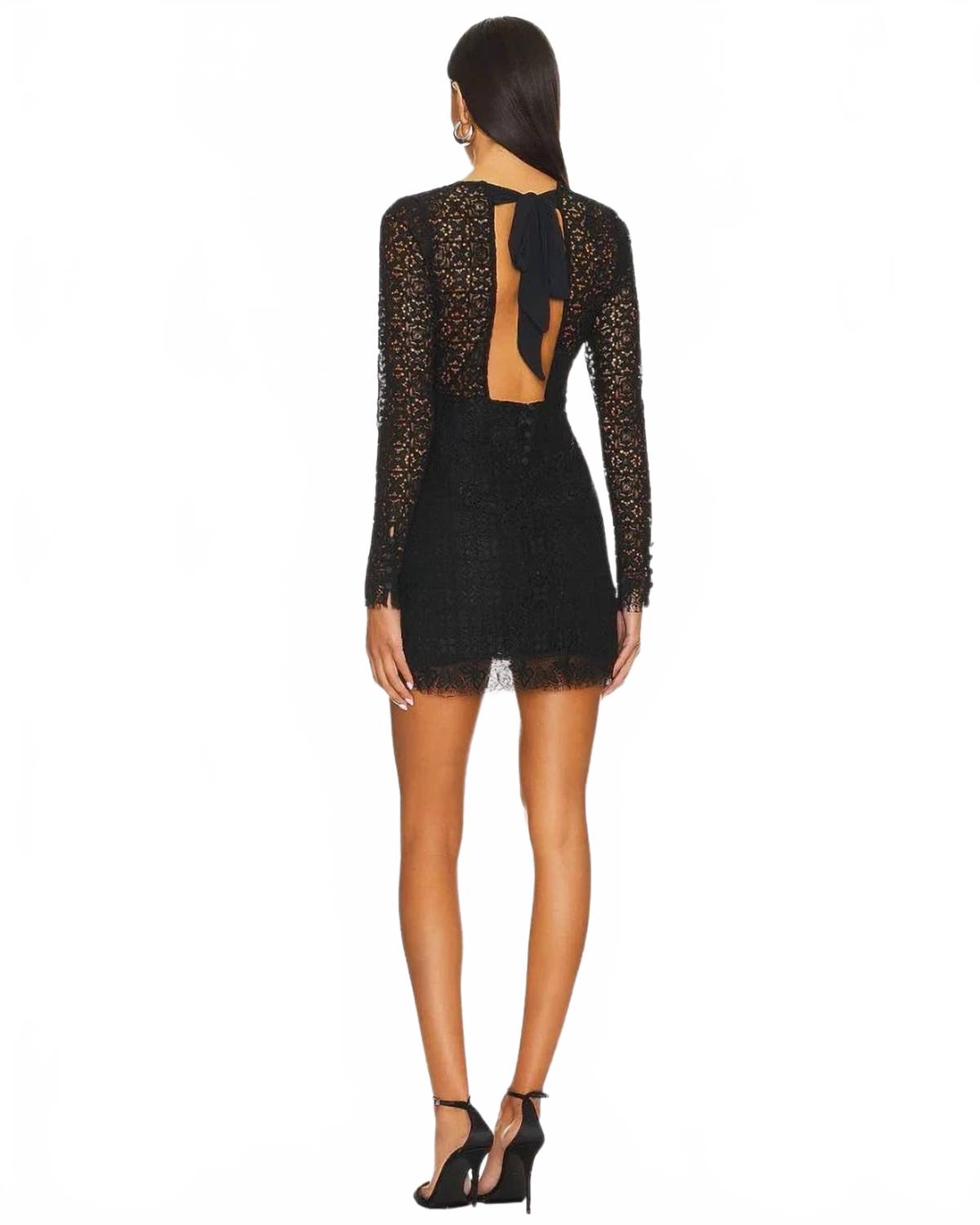 Vestido corto con espalda descubierta color negro