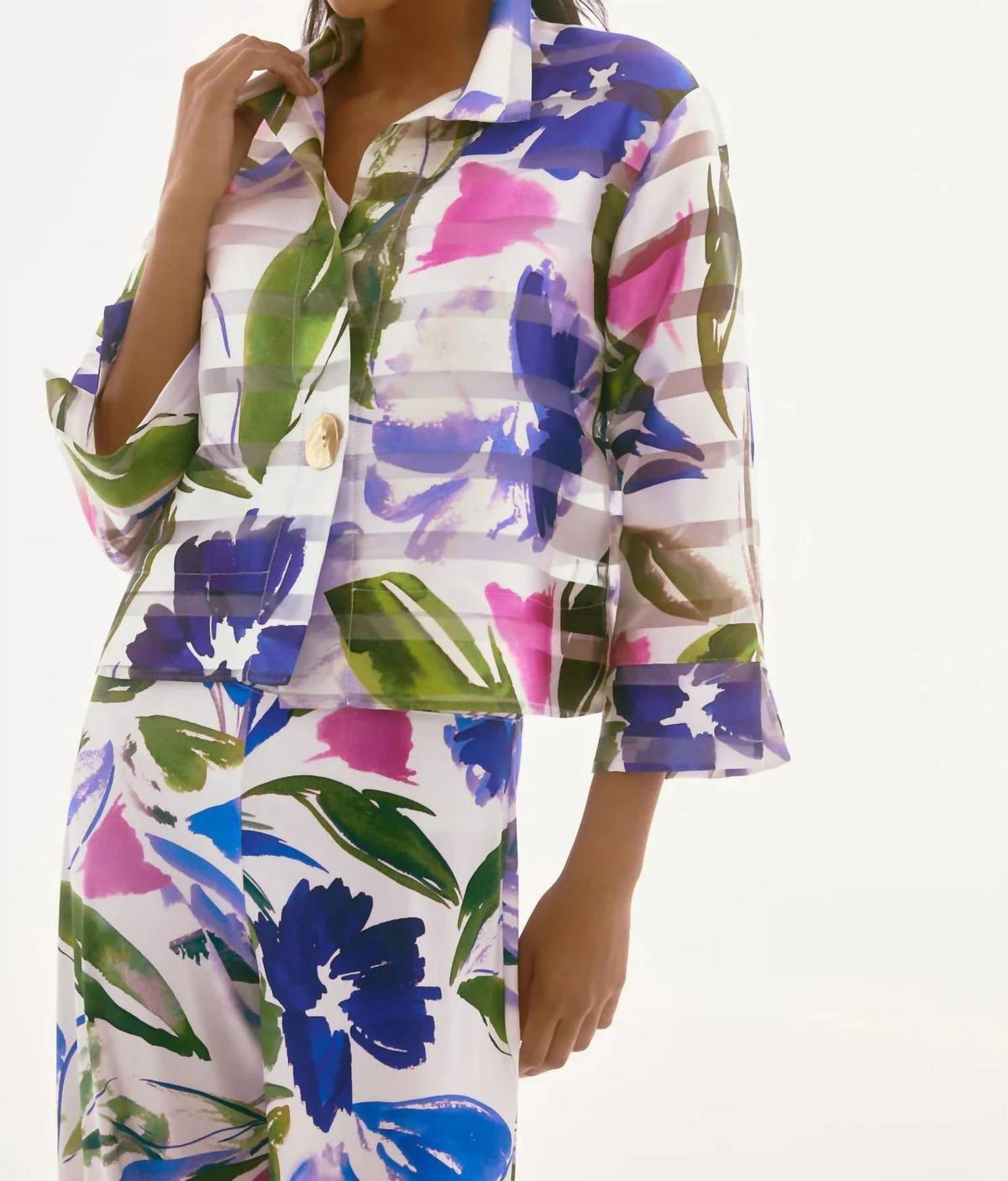 Chaqueta con estampado floral color blanco