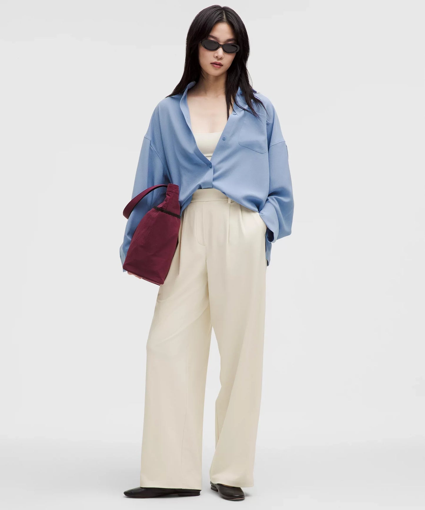 Pantalón de pierna ancha de tiro alto