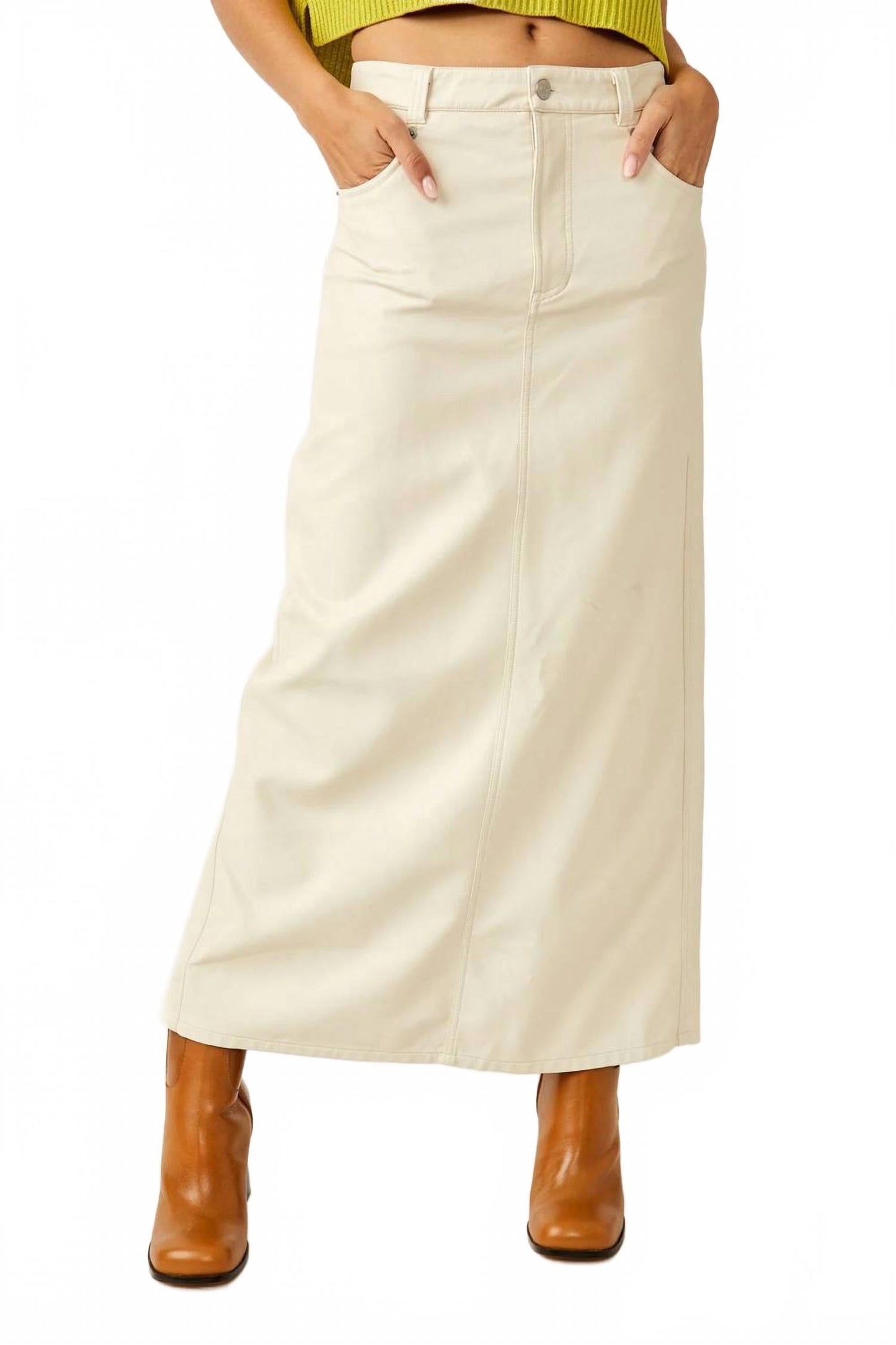 Falda larga color beige