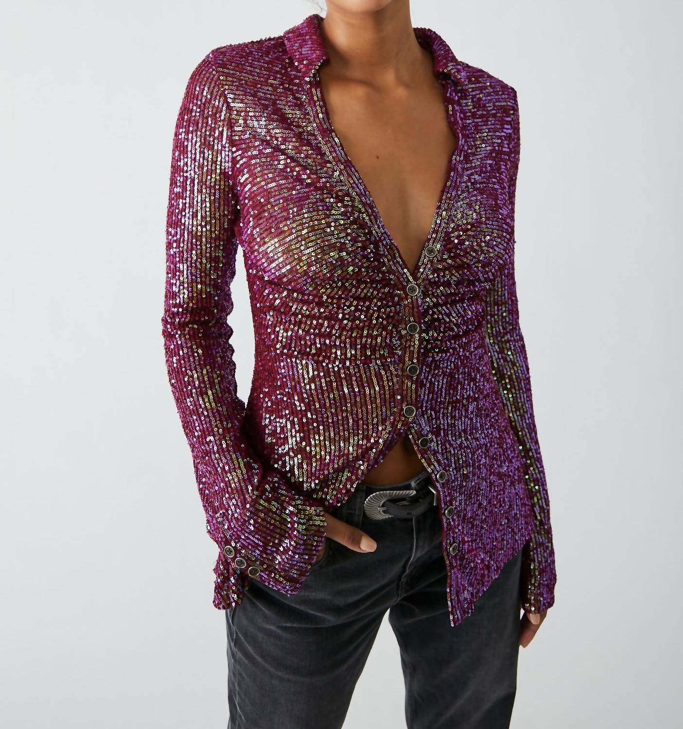 Camisa de manga larga con lentejuelas