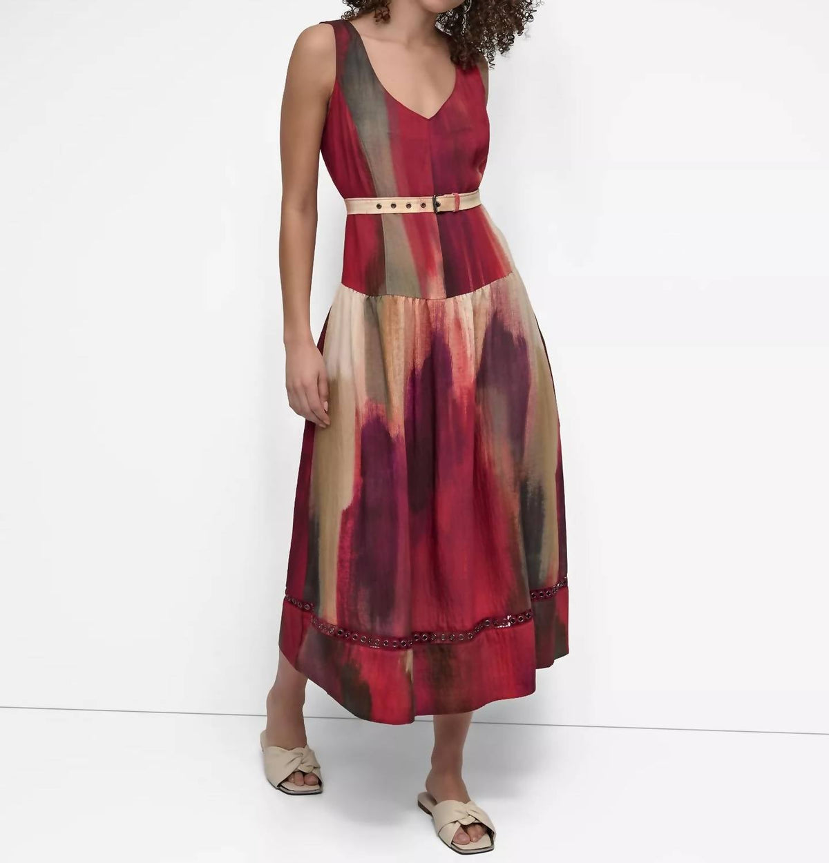 Vestido midi color rojo