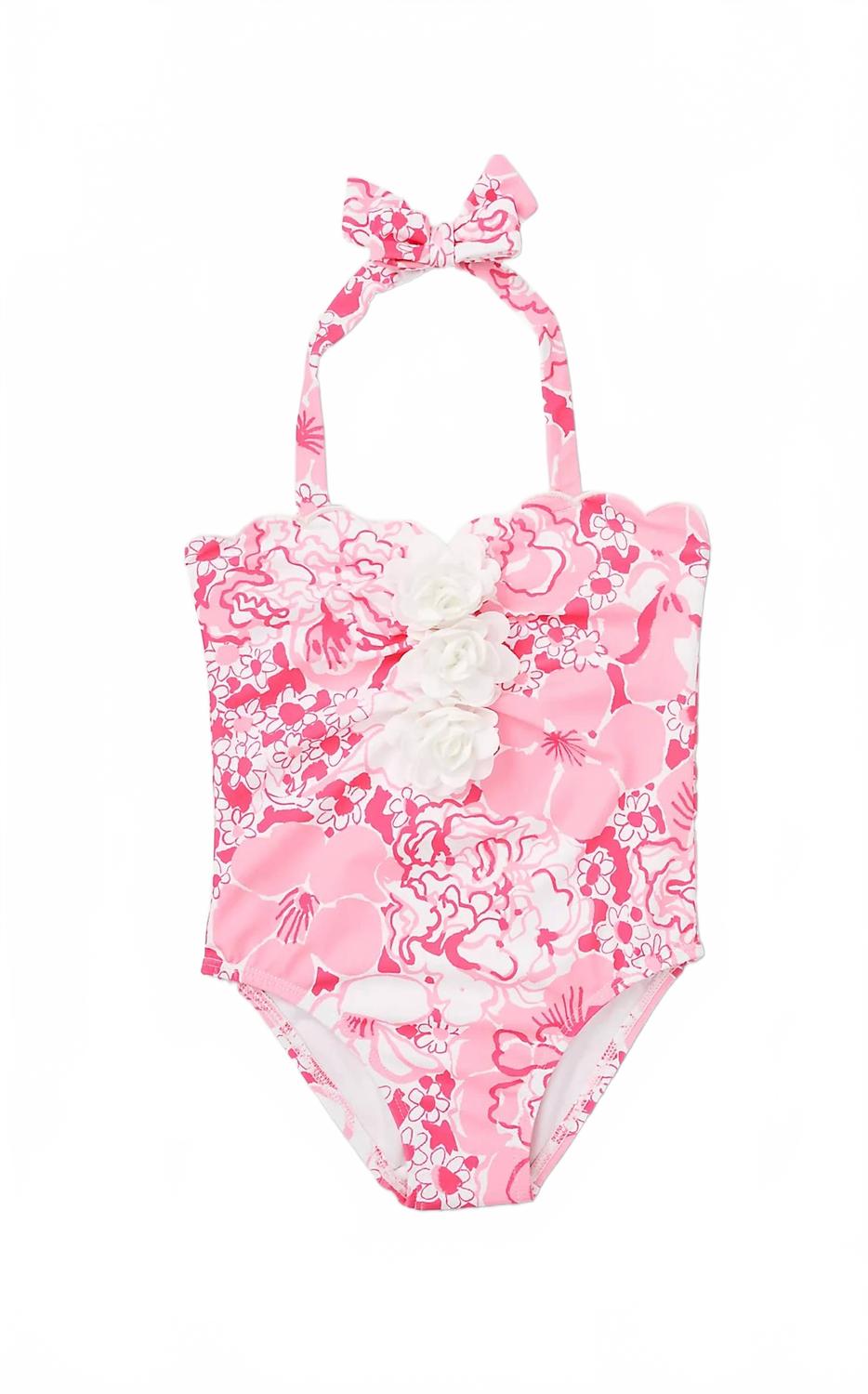 Vestido de baño para niña color rosado