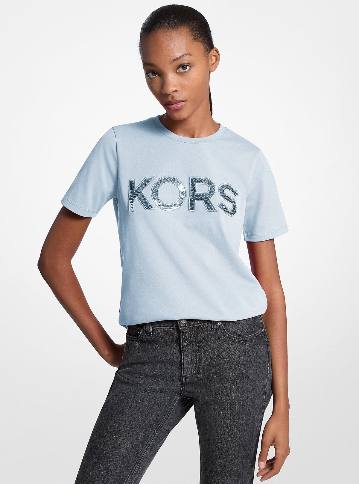 Camiseta de algodón con lentejuelas