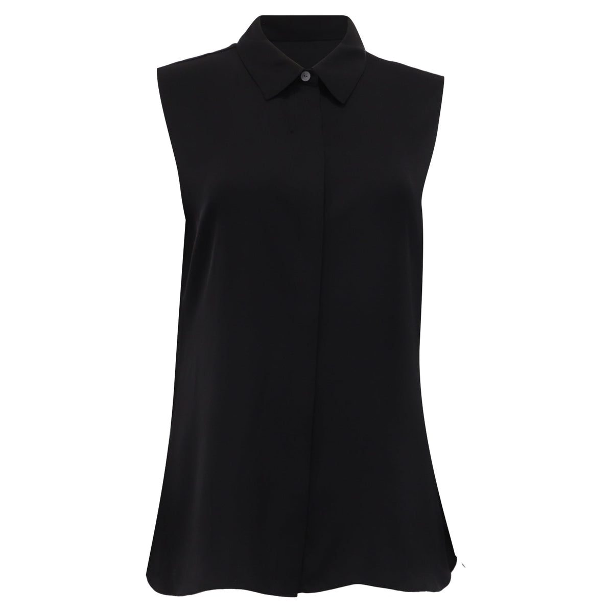 Blusa de seda de manga corta color negro
