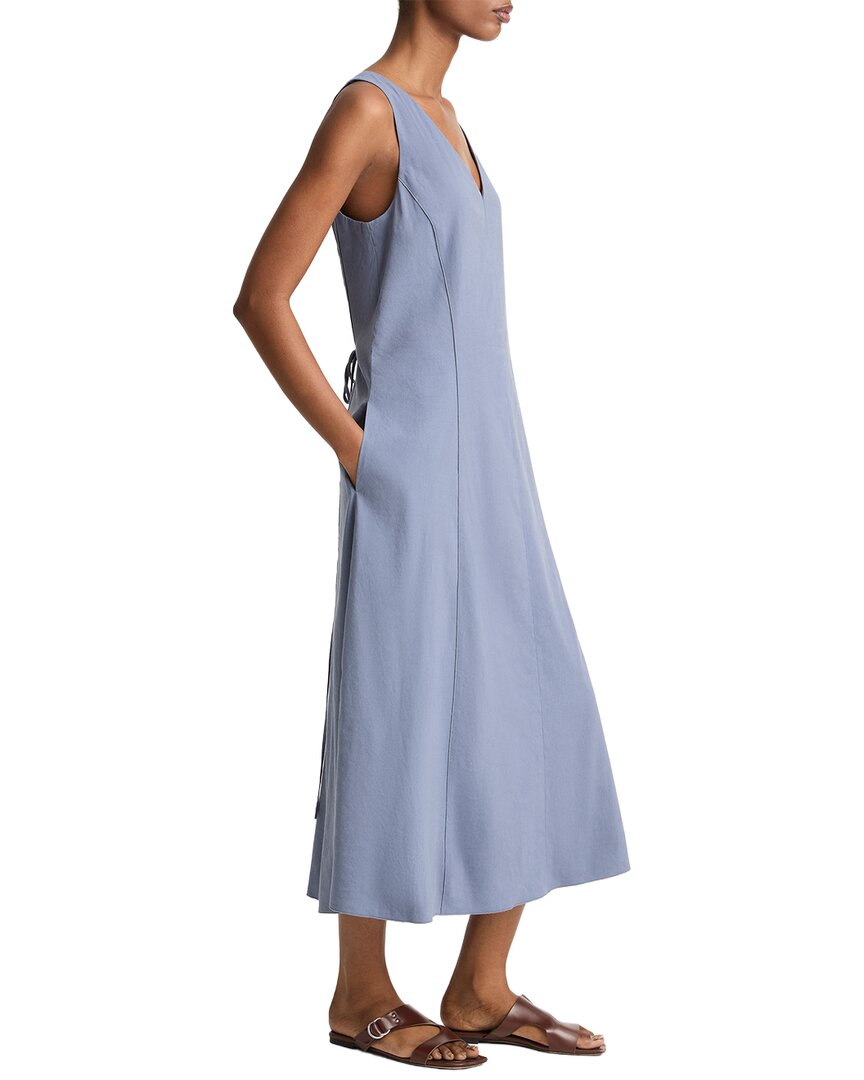 Vestido de mezcla de lino con cuello en V