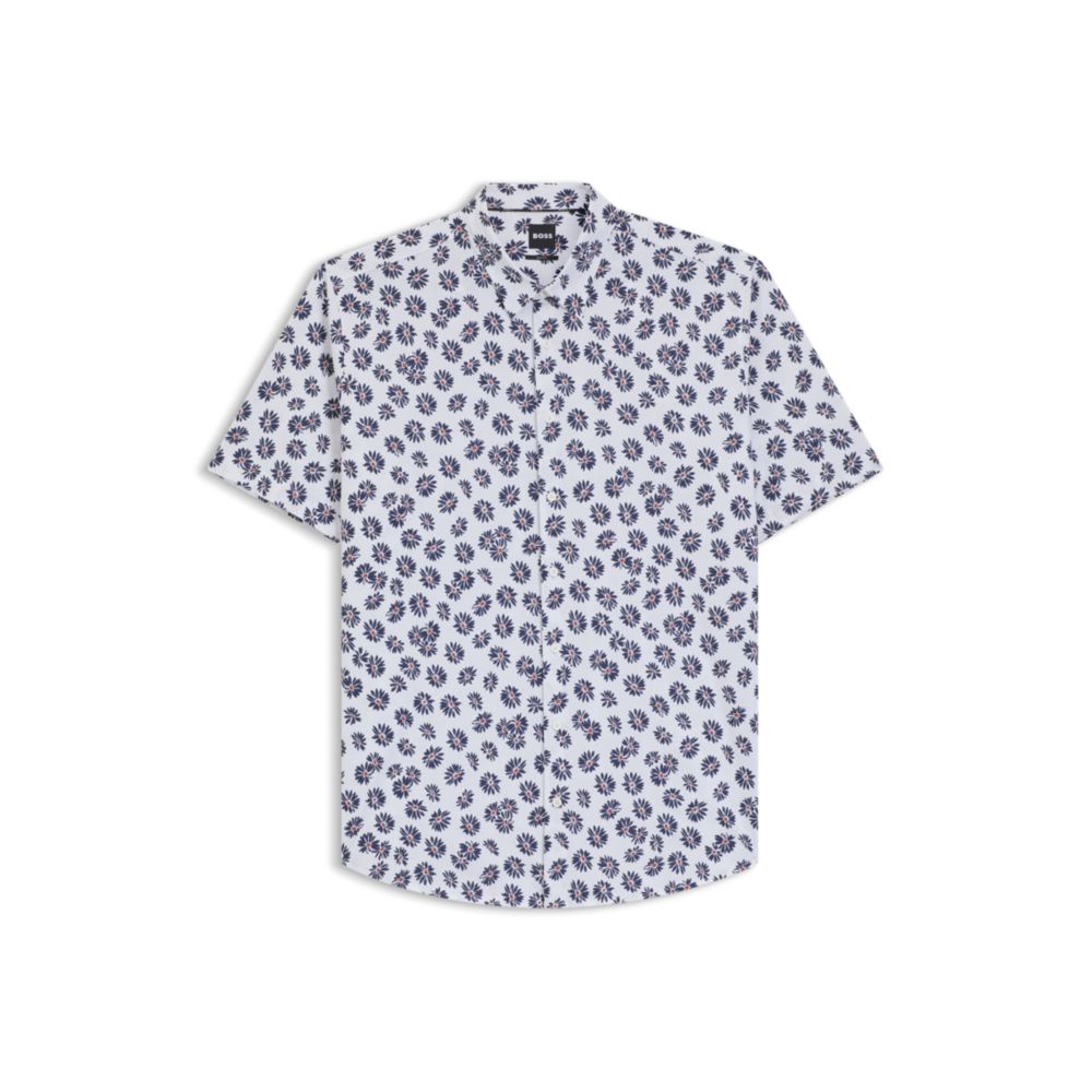 Camisa de algodón de corte ajustado con estampado floral