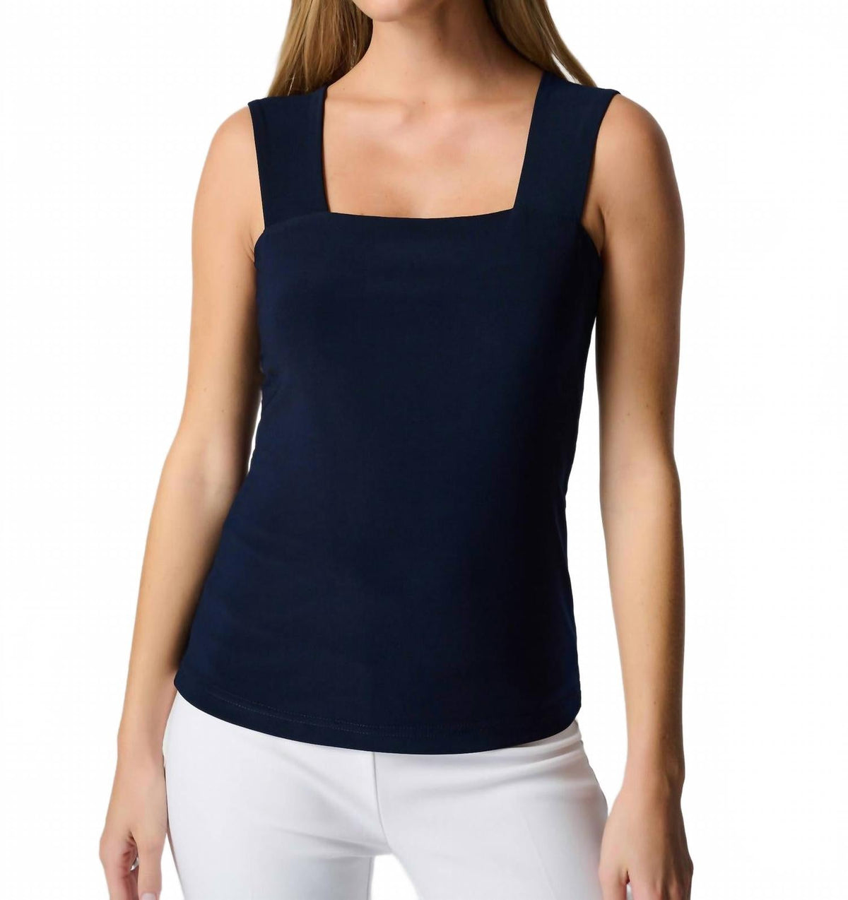 Camiseta sin mangas con escote cuadrado color azul