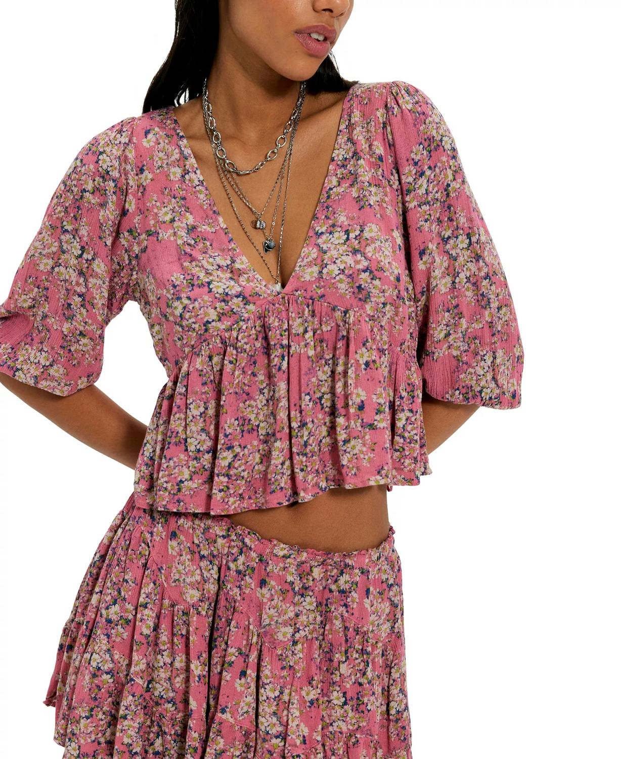 Top con estampado color rosado