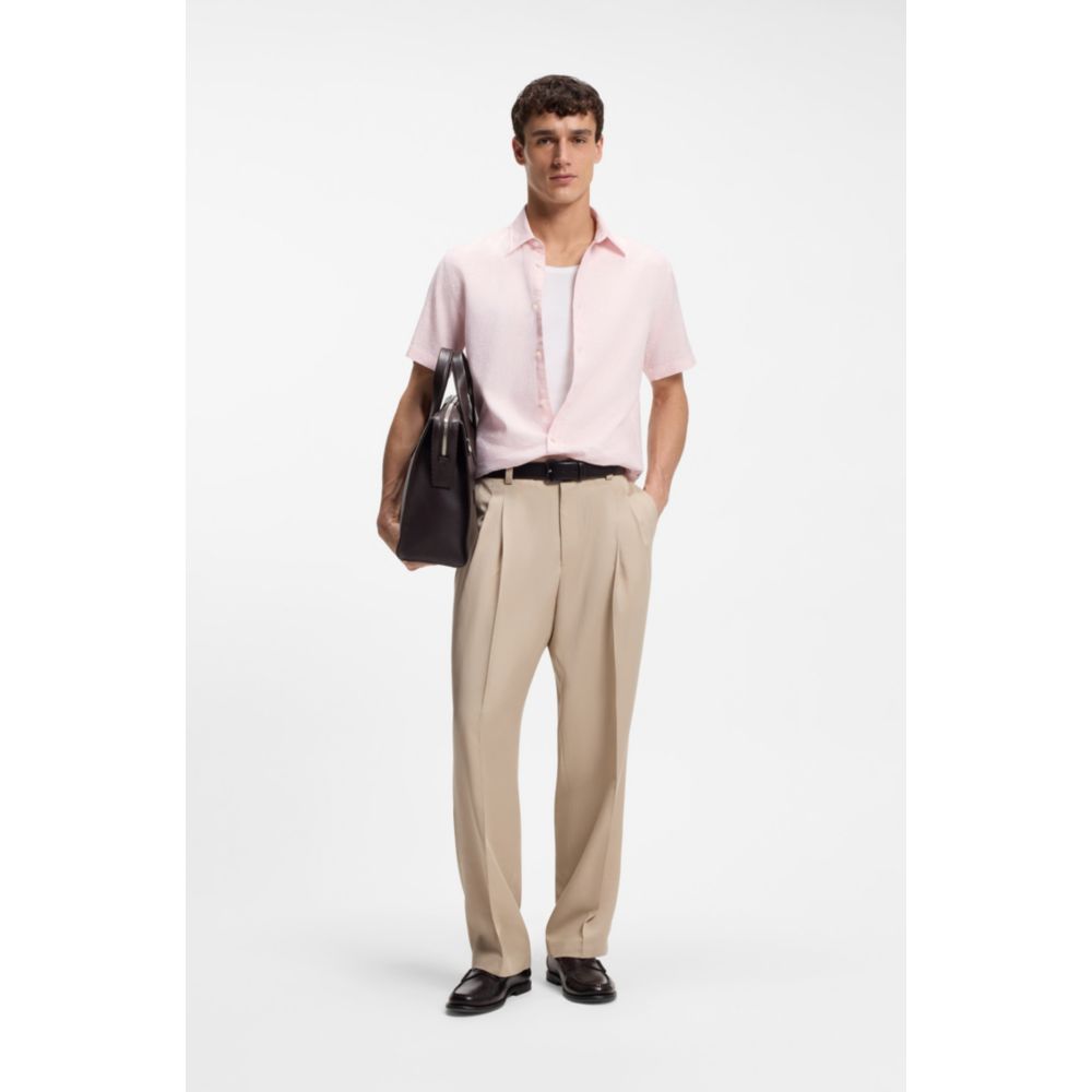 Camisa de lino de corte ajustado con estampado floral