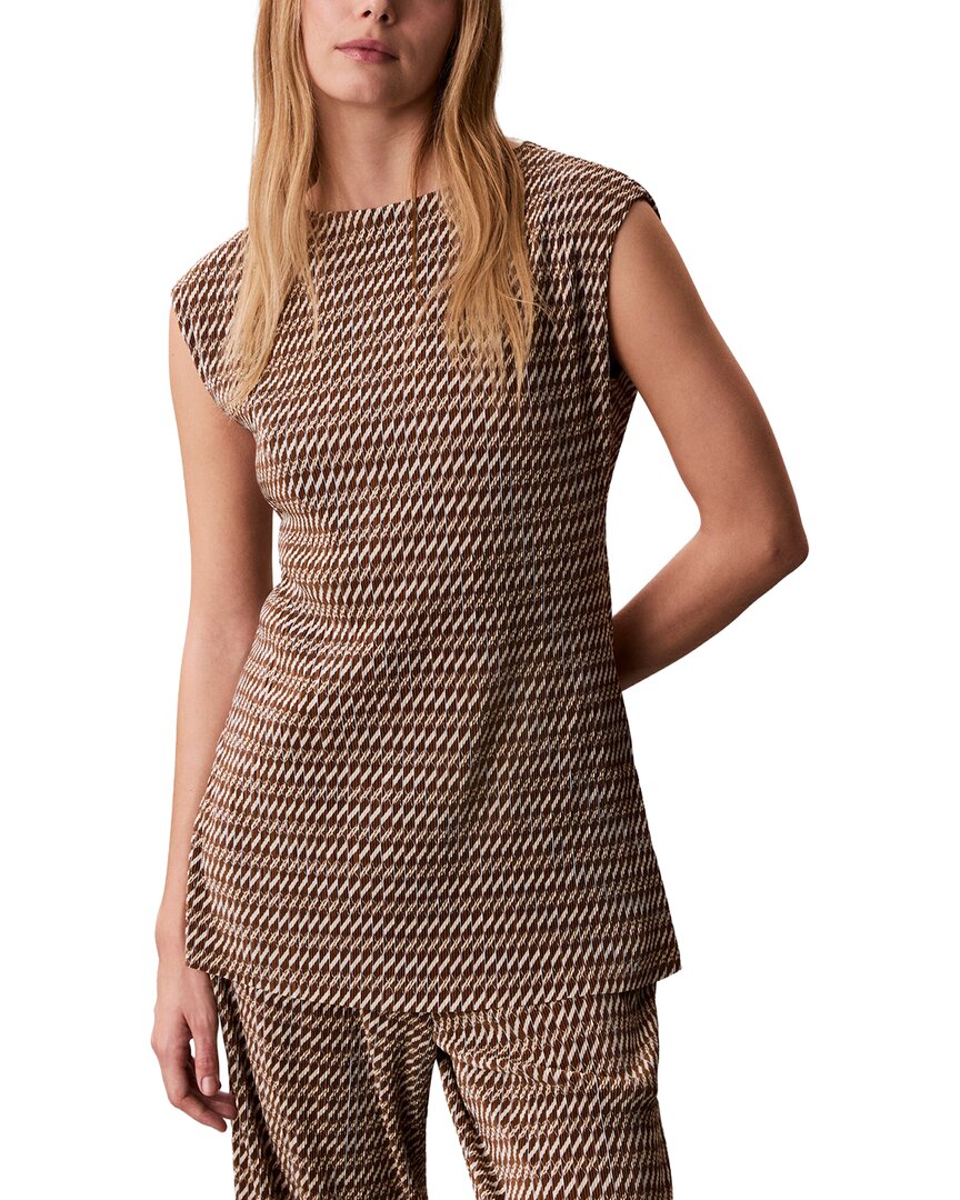 Calvin Klein Estampada Plisé Cuello Barco