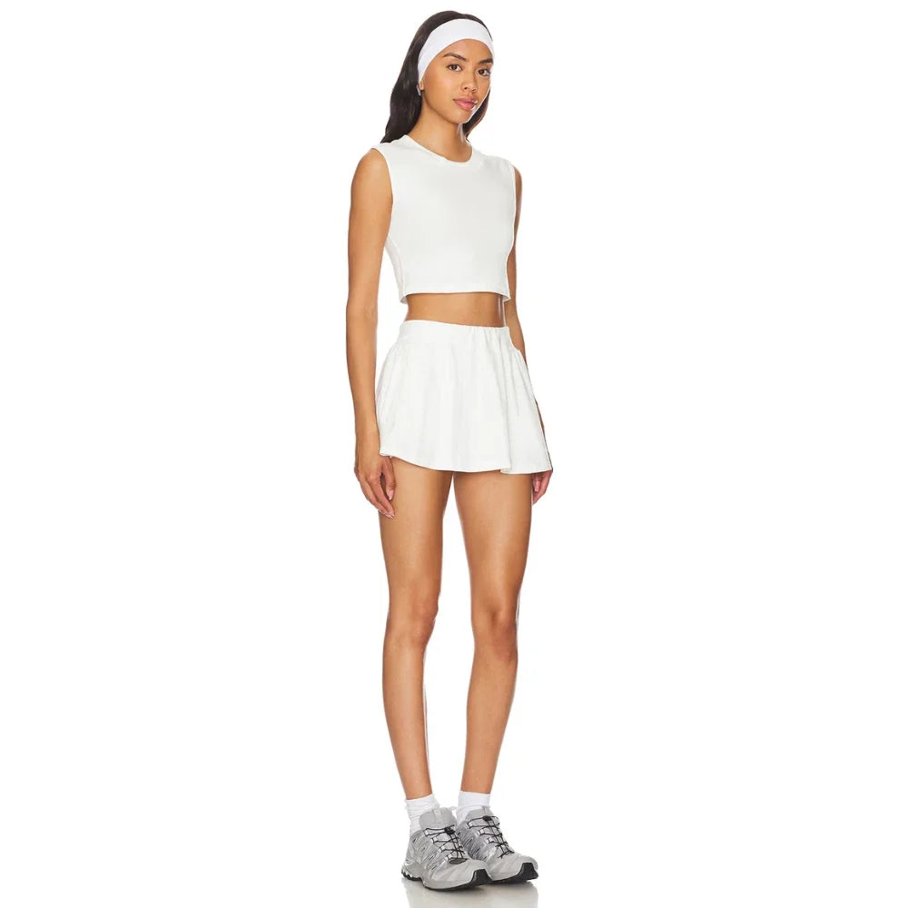Falda pantalón de mujer con cintura elástica color blanco