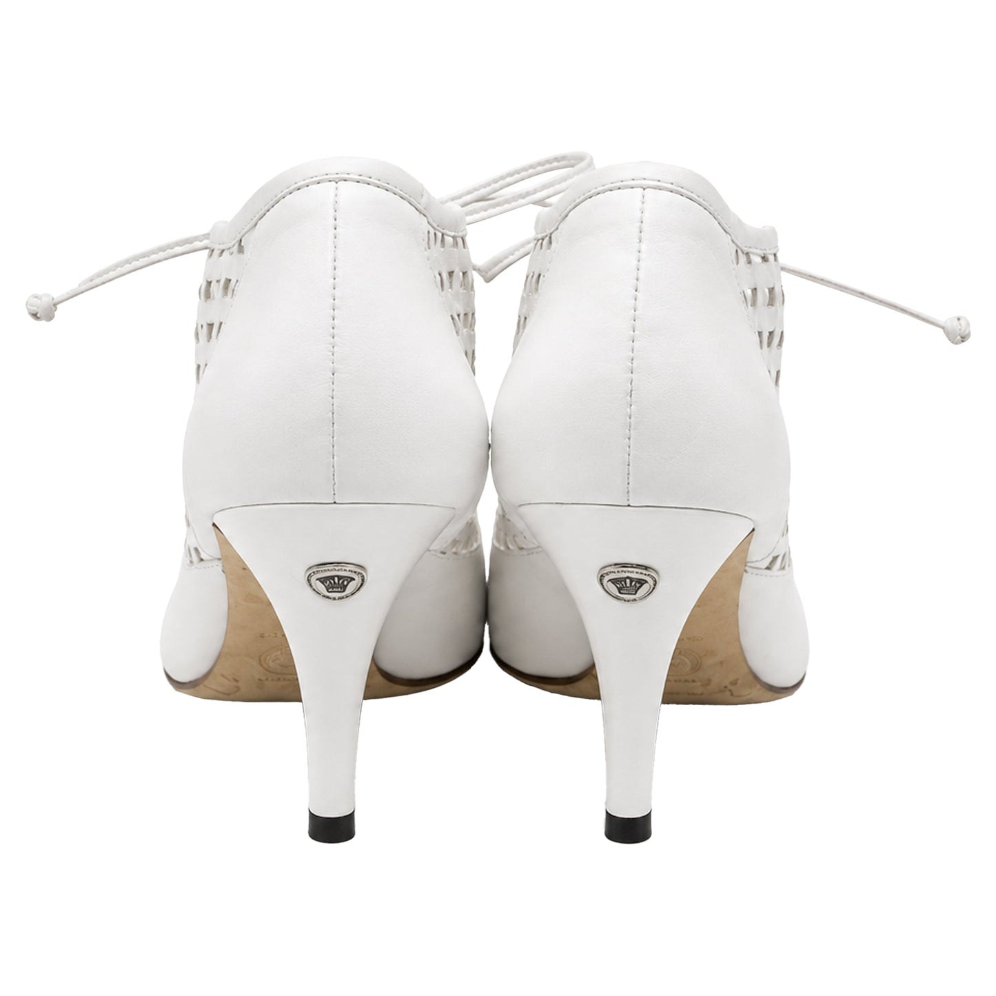Zapatos destalonados de cuero con cordones color blanco