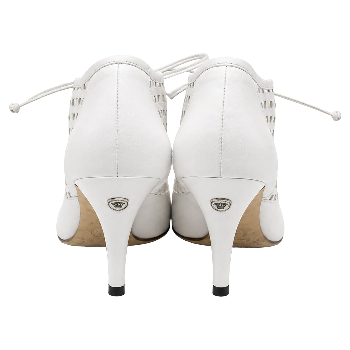 Zapatos destalonados de cuero con cordones color blanco
