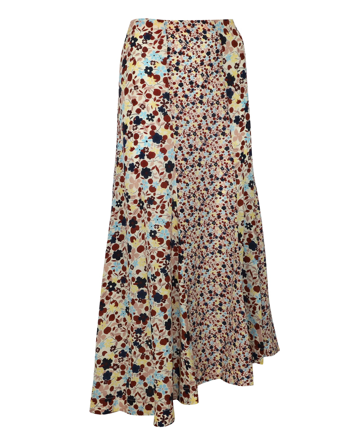 Falda de seda larga con estampado floral multicolor